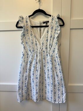 Trixxi White Mini Sundress with Blue Floral Print